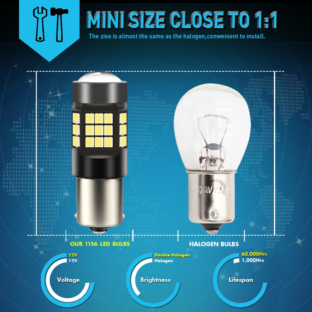 COD2PCS 1156 P21W led Car Rear Reverse Backup Light Bulb BA15S Auto