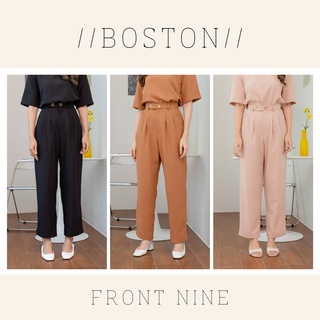 Boston Trousers (plain) :  กางเกงขายาว กางเกงขาตรง สะโพกทรงเอ  แต่งจีบหน้า