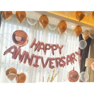 ฟอยล์ happy anniversary ชุดลูกโป่งครบรอบเซตลูกโป่งฟอยล์ 16 นิ้ว ตัวอักษร เซตตัวอักษร