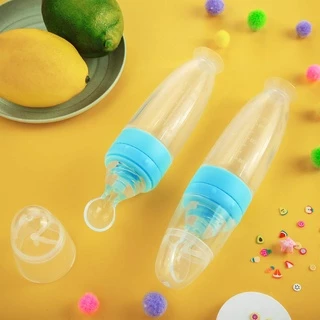 👶พร้อมส่ง👶ช้อนส้อมเด็ก ช้อนส้อมเด็กพกพา ขวดป้อนอาหารเหลว ช้อนบีบขวดซิลิโคนเด็ก ช้อนป้อนอาหาร 90ML