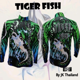 เสื้อตกปลา JK Thailand   เสื้อสำหรับกีฬากิจกรรมกลางแจ้ง  ลายTiger Fish ป้องกันรังสี UV 80% แห้งเร็ว