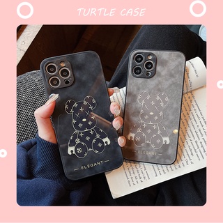 [พร้อมส่ง] เคสโทรศัพท์มือถือแบบแก้ว ผิวด้าน ลายหมี Violent สําหรับ iPhone 14 13 12 11 PROMAX XS XR XSMAX SE2020 6 7 8PLUS MINI