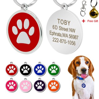 Paw Print Personalized Cat Dog Tag Custom Name ID Collar Tag Engraved Pet Name Owen Phone Number