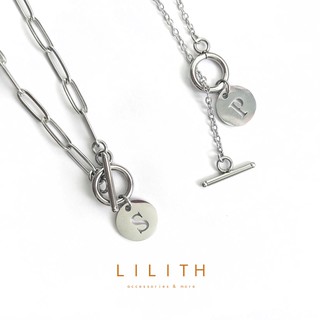 Lilith - Chain OT Alphabet A-Z stainless steel Necklace สร้อยคอ ตัวอักษร ตะขอ OT