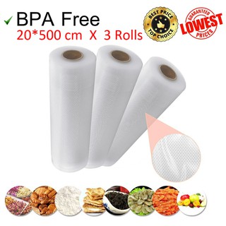 Embossed Vacuum rolls ถุงซีลสุญญากาศ ลายนูน ขนาด 20*500cm. 3ม้วน