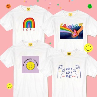 เสื้อขาว สายรุ้งRainbow มีอก32-50 Dream Big Thsirt เสื้อผู้หญิง เสื้อขาว  เสื้อน่ารัก