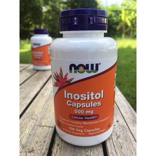 อิโนซิทอล Myo-Inositol 500มก 100 แคปซูล (Now Foods) GMP-USA ลดเครียด ปรับอารมณ์ที่แปรปรวน ลดสิว เจริญอาหาร ลดคอเลสเตอรอล