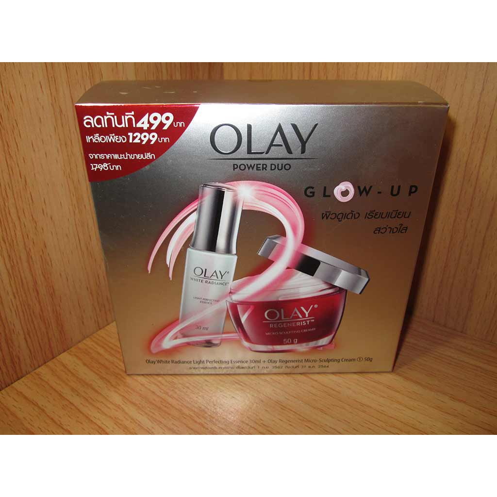 Olay POWER DUO White Radiance Light Perfecting Essence 30ml. + Regenerist Micro-Sculpting Cream 50g 