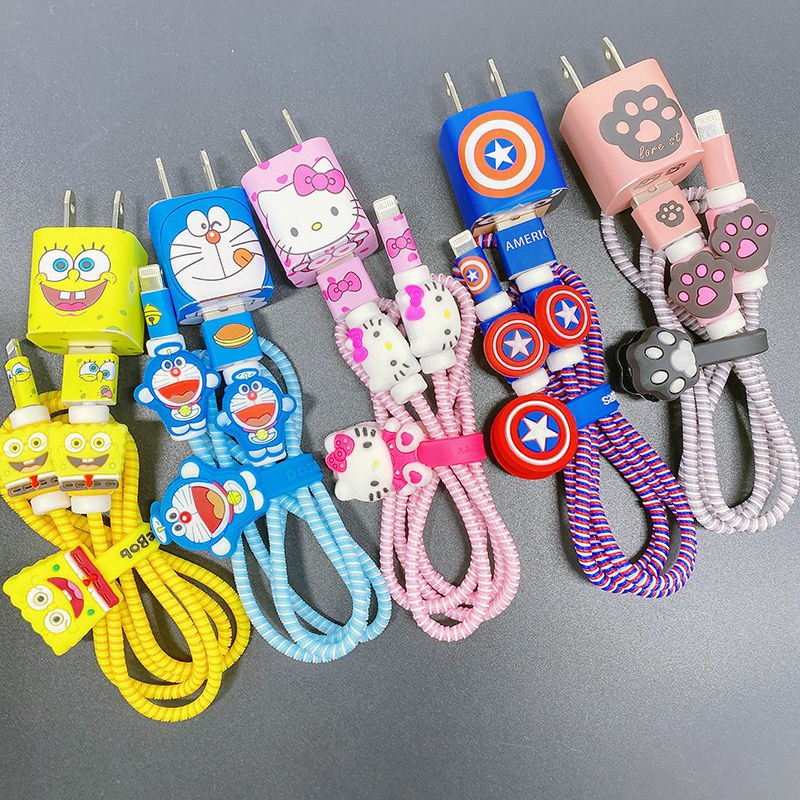 Aasleaty 1 PC Mobile Phone Data Cable Protective Cover 1.4m ThreeColor