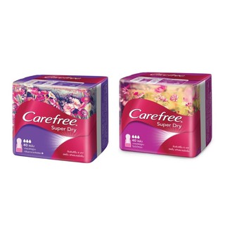 Carefree Panty Liner Super Dry 40 pcs แคร์ฟรี ผ้าอนามัย ซุปเปอร์ดราย 40 ชื้น (เลือกสูตร)