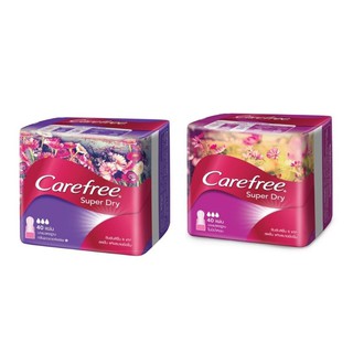 Carefree Panty Liner Super Dry 40 pcs แคร์ฟรี ผ้าอนามัย ซุปเปอร์ดราย 40 ชื้น (เลือกสูตร)