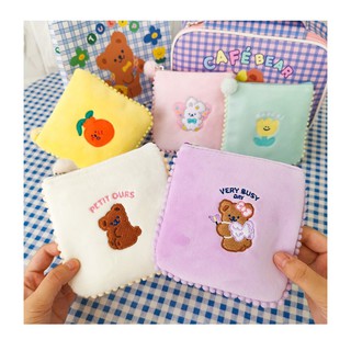 Bentoy Milkjoy กระเป๋าผ้า มีซิป ลายการ์ตูนหมี กระต่าย ส้ม ดอกไม้ สไตล์เกาหลี สำหรับเด็กผู้หญิง