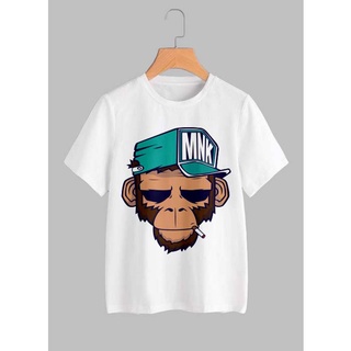 เสื้อยืดครอป Monkeys เสื้อยืดผ้าคอตตอน 100% ลายลิงกวนๆ