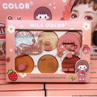 MILA COLOR MC5051 มิลา คัลเลอร์ ยัมมี่ yummy eyeshadow palette อายแชโดว์ พาเลทอายแชโดว์ 6 เฉดสี สีสวย ตลับเล็ก พกพาสะดวก