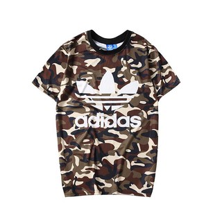 Adidas เสื้อยืดลำลองทรงหลวมพิมพ์ลายตัวอักษร