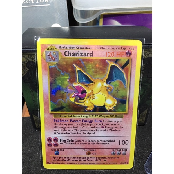 Pokemon card Charizard 4/102 English DIY AAA mirror Fan Art งานคัดลอกต้นฉบับ รีปริ้น งานศิลปะ ปลอม