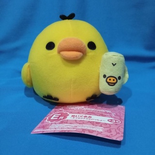 ตุ๊กตา​ ไก่โทริ​ Kiiroitori นกโทริ​ เพื่อน​ Rilakkuma​ ขนาด​ 5 นิ้ว​ ป้ายห้อย​ Banpresto