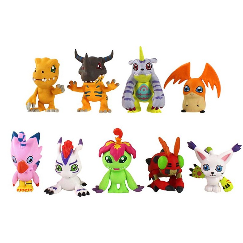 9 ชิ้น/ล็อต 3-5 ซม.Digimon Adventure Figures Tailmon Gomon Piyomon Agumon Patmon Gabumon Tenton Palmon อะนิเมะรุ่นของเล่น