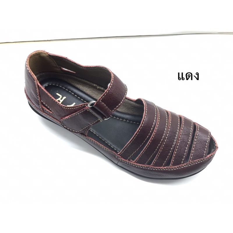 รองเท้ารัดส้นหนังแท้#รองเท้าเพื่อสุขภาพJX818-6B