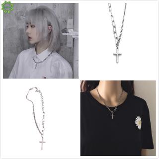 Cod Qipin Cross Single-layer Necklace Long Retro Frosty Hip-hop Clavicle Necklace Jewelry for Causal