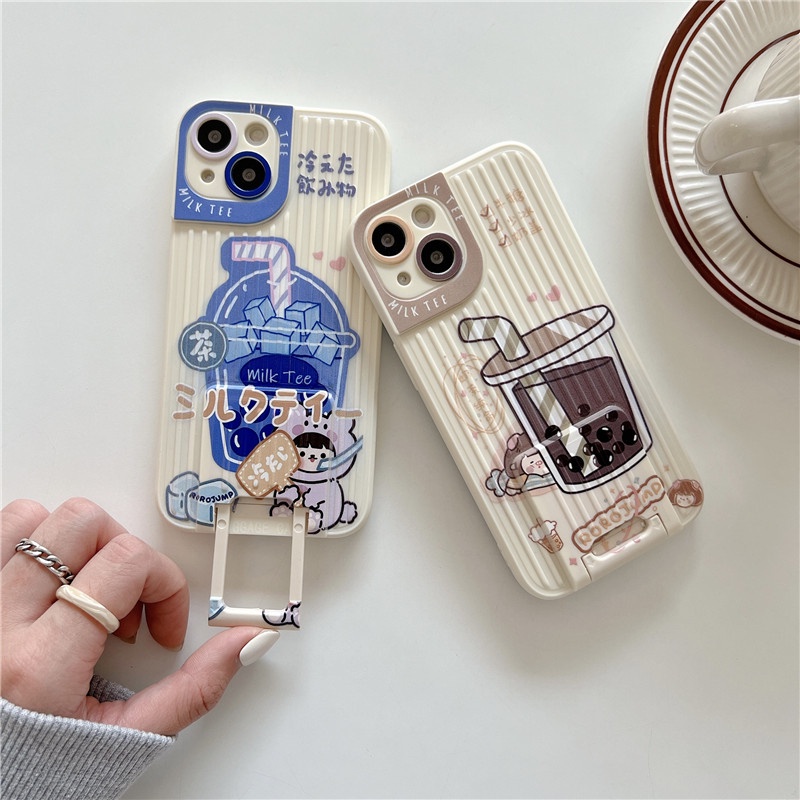 iPhone 13 12 12 pro max 11 promax X XR XS MAX ลายชานม วัสดุ TPU ที่วางสัมภาระ เคสโทรศัพท์ #8