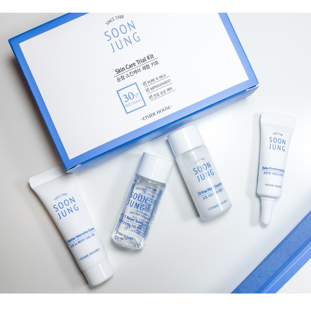 ↟▲↟ ปกป้องผิวบอบบาง Etude House Soon Jung Skin Care Trial Kit Set (4 items) Tester