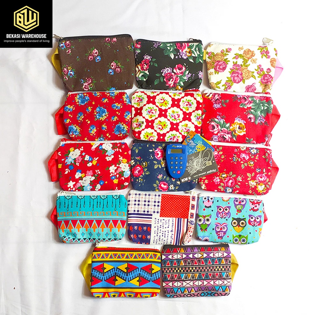 CANVAS COIN WALLET/COIN WALLET FULL ZIPPER และ HAS A TENT STRAP/MINI COIN WALLET/MOTIF WALLET/BEKASI