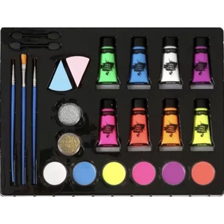 5สีนีออน+1หลอดแถม 10ml // set neon paint สะท้อนแสง เรืองแสง Glow In The Dark Neon Fluorescent Makeup Face BodyArt Paint