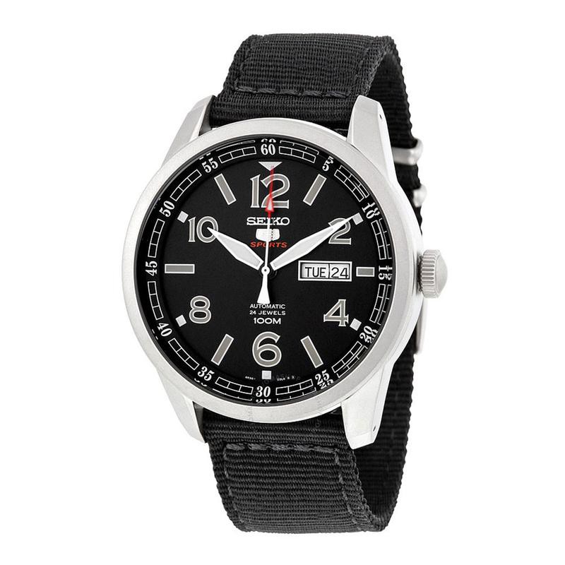 Seiko 5 Sports new millitary นาฬิกาผู้ชาย สายผ้าร่มสีดำ Automatic รุ่นSRP625K1
