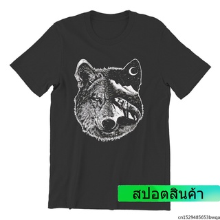 เสื้อยืดพิมพ์ลายกราฟฟิค Night Wolf น่ารักสําหรับผู้ชาย