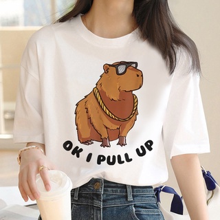 คาปิบาร่า Capybaras เสื้อยืดลําลอง แขนสั้น พิมพ์ลายกราฟฟิค มังงะ สไตล์วินเทจ แฟชั่นฤดูร้อน สําหรับผู้ชาย y2k 2022