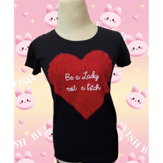 เสื้อยืดหัวใจปักข้อความเก๋ๆ