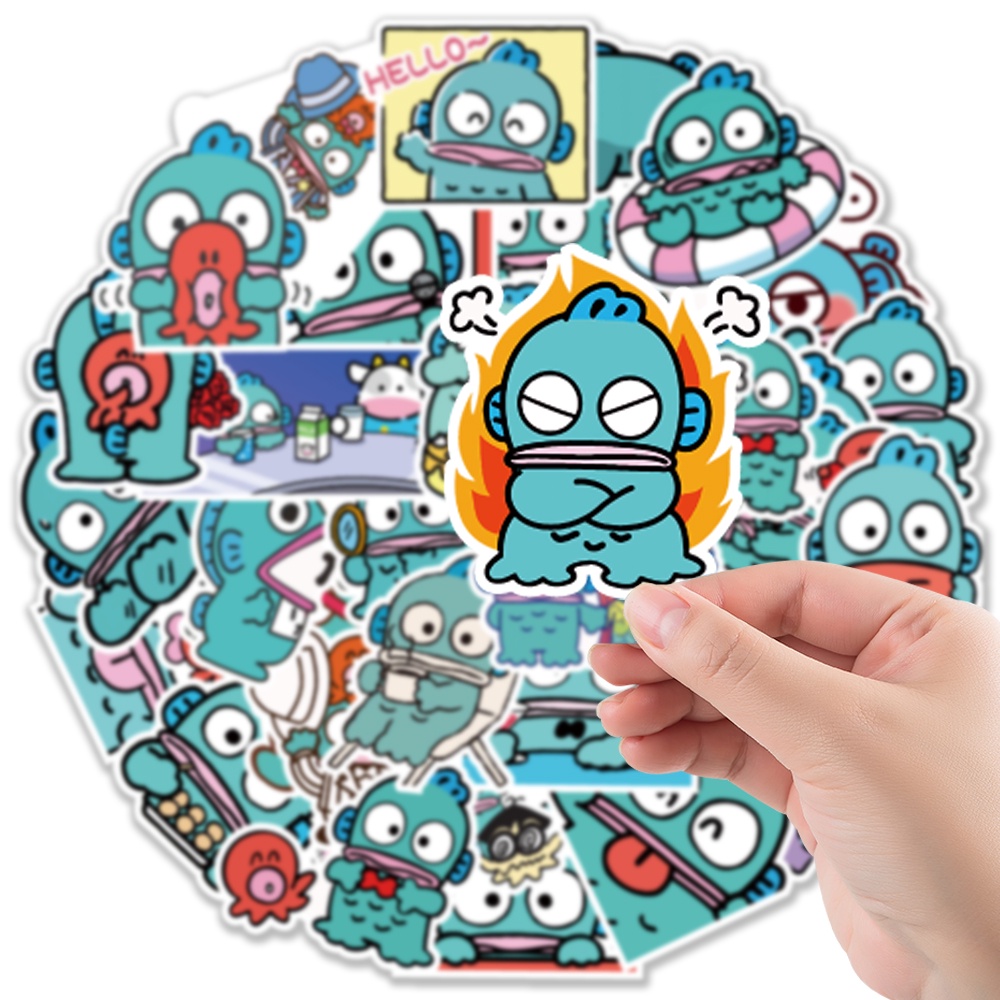 พร้อมส่ง สติกเกอร์ Sticker ลายการ์ตูน Hangyodon Sanrio กันน้ํา สําหรับตกแต่งสมุดภาพ