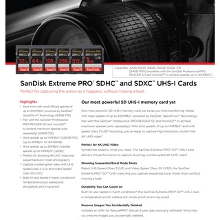 SanDisk Extreme Pro SD Card SDXC 64GB ( SDSDXXU-064G-GN4IN ) ความเร็วอ่าน 200MB/s เขียน 90MB/s