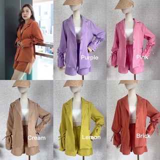 💫New💫(พร้อมส่ง)Blazer Suit Set ชุดเซทเสื้อคลุมทรงโอเวอร์ไซส์+กางเกง