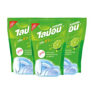ไลปอนเอฟ น้ำยาล้างจาน กลิ่นชามะนาว ขนาด500 มิลลิลิตร (แพ็ค 3ถุง)