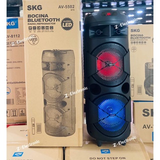 🔥ลด30฿ INC5LEL5🔥SKG ลำโพงบลูทูธ รุ่น AV-5502 BT8 ดอกลำโพง 8 นิ้ว 2 ดอก มีไฟ LED มีช่องใส่ USB /TF Card มีรีโมท