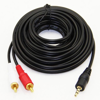 สายลำโพง 1 ออก 2 RCA Cable ยาว 15 เมตร สายสัญญาณเสียง 3.5mm To RCA (423A)