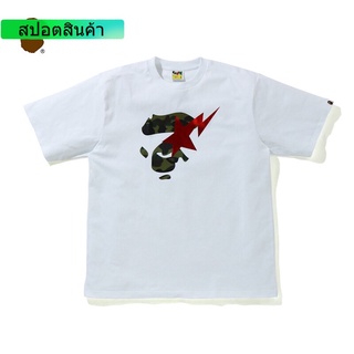 BAPE เสื้อยืดแขนสั้นลายพรางหัวลิงของผู้ชาย,พิมพ์ลาย STA Star สำหรับฤดูใบไม้ผลิและฤดูร้อน เสื้อยืดคอกลม