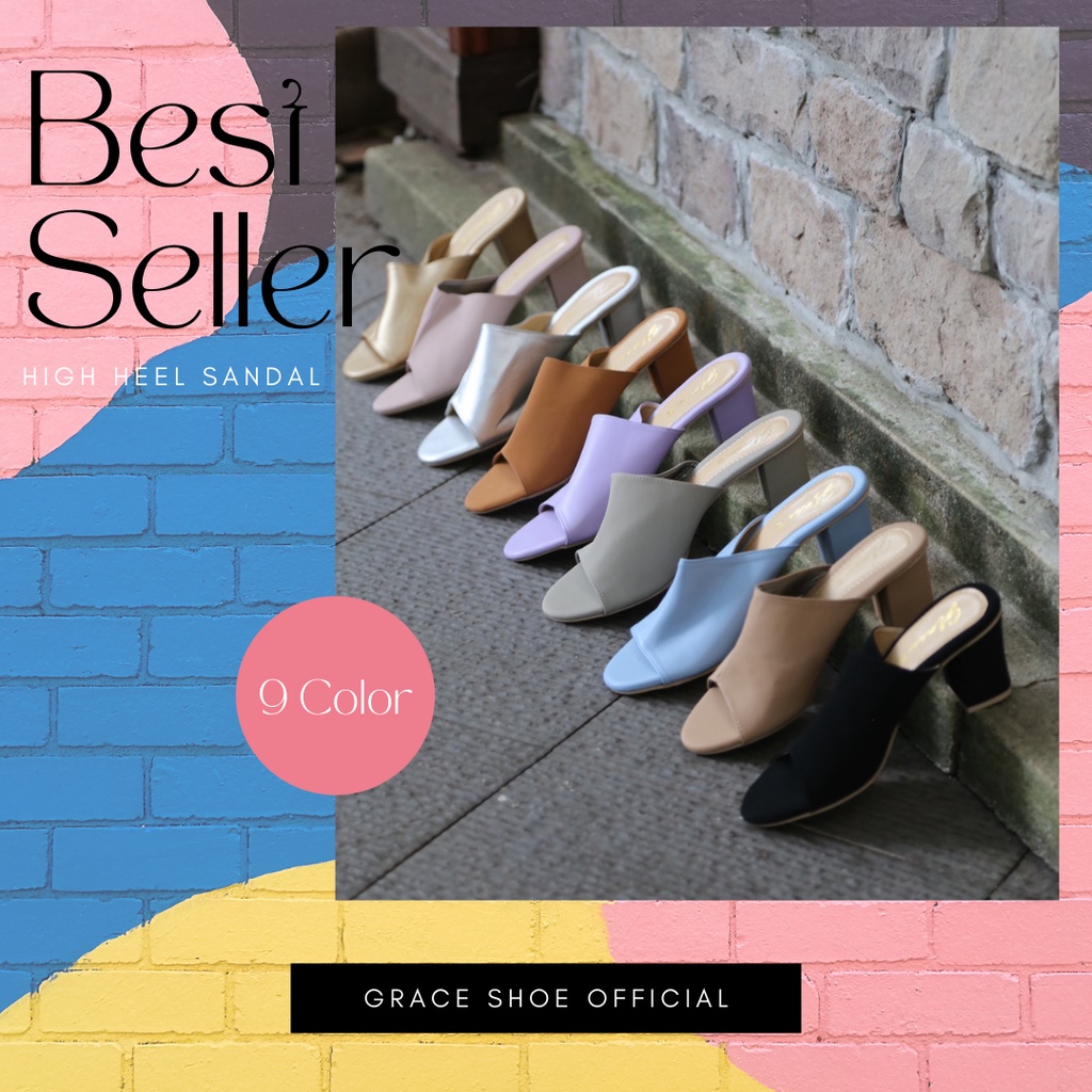 GRACEคาดแผ่นSET2 หนังนิ่ม ไซส์ 36-43 รองเท้าส้นสูง 2.5 นิ้ว รองเท้าแฟชั่นผู้หญิง