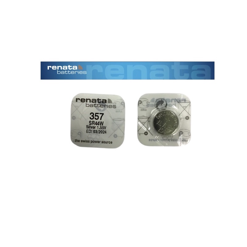 ถ่านกระดุม ถ่านนาฬิกา Renata 357 (SR44W/SR1154) Silver Oxide batterie 1.55V ถ่านสวิส แพคกิ้งเม็ดเดี่