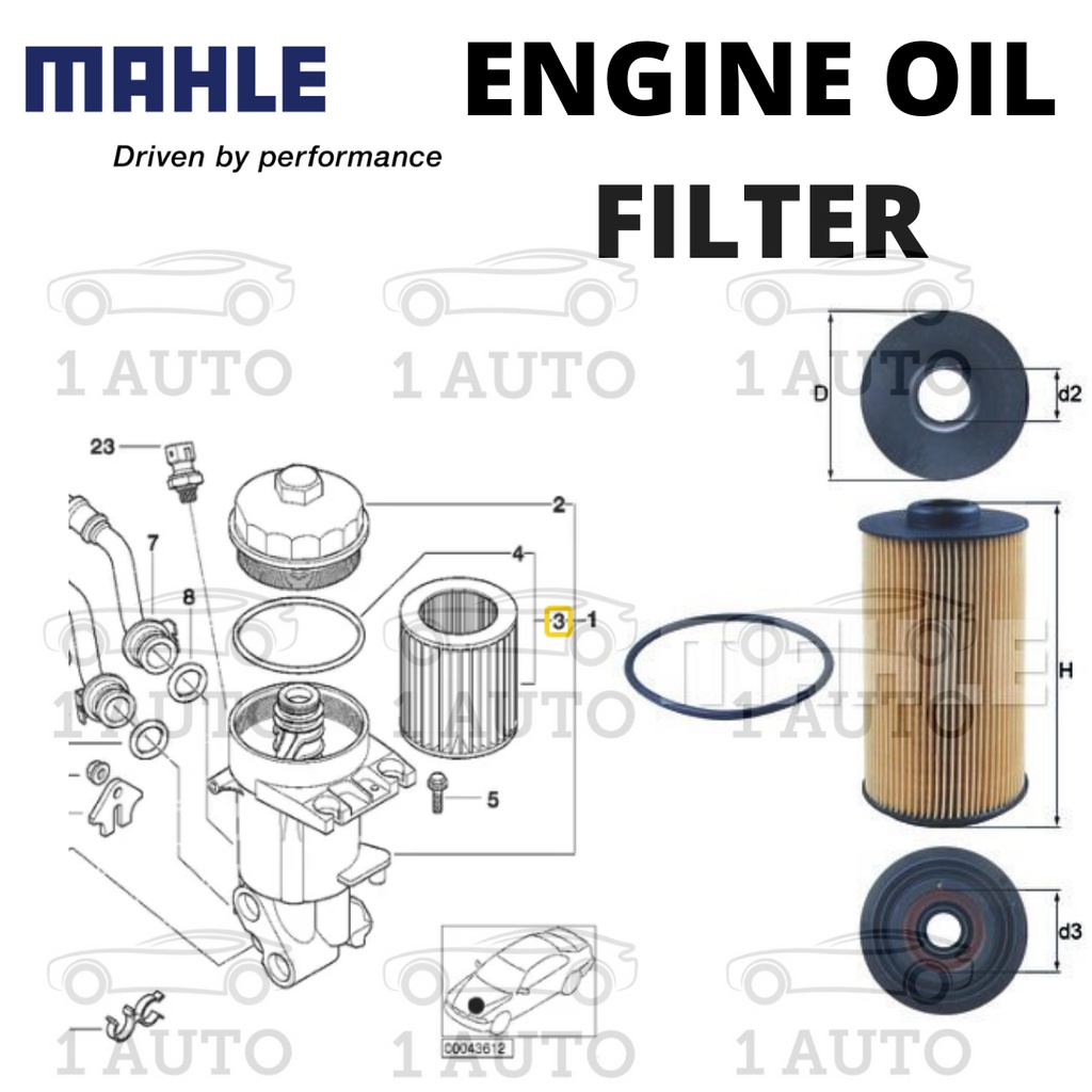 MAHLE GERMANY กรองน้ํามันเครื่องยนต์ BMW E53 X5 4.4 4.6iS M62 V8 เครื่องยนต์ RANGE ROVER L322 4.4 V8