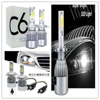 2 Pcs Car Front Led Light Auto Waterproof IP67 C6 LED H4ขั้ว h4 Cob 36W c6 แสงสีขาว SUPER BRIGHT 6000K1คู่