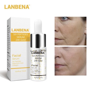 Lanbena Hyaluronic Peptides 24 K Gold เซรั่มต่อต้านริ้วรอย 15ml.