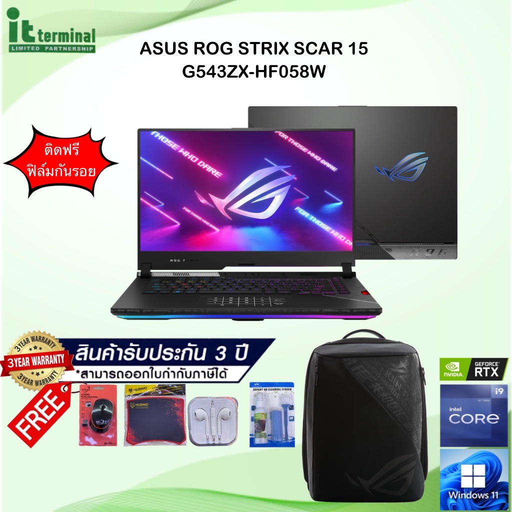 NOTEBOOK (โน้ตบุ๊ค) ASUS ROG STRIX SCAR 15 G543ZX-HF058W / I9-12900H/RAM 32GB/RTX 3080TI/15.6/FHD 30