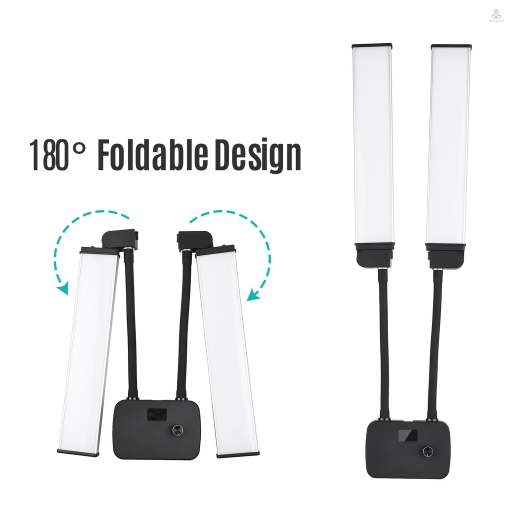 (พร้อมส่ง) ไฟเติมแสง Led 3200K-4500K-5600K แขนคู่ ยืดหยุ่น 45W หรี่แสงได้ 3 โหมด พร้อมที่วางโทรศัพท์ สําหรับถ่ายภาพ ถ่ายทอดสด วีล็อก แต่งหน้