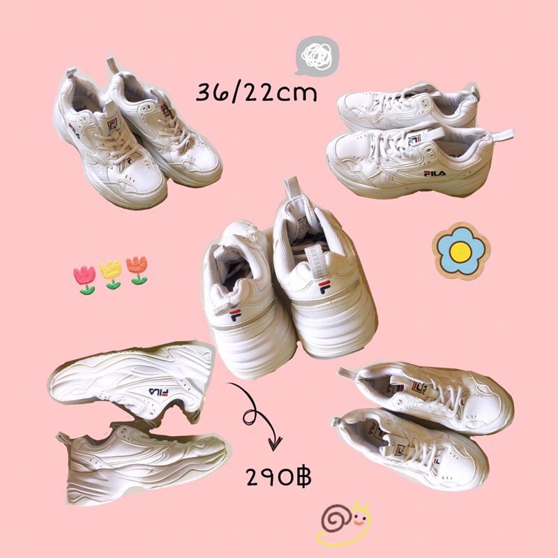 รองเท้ามือสอง FILA ขาวล้วน#รองเท้ามือสองพร้อมส่ง