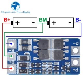 บอร์ดป้องกัน 2S 10A 7.4V 18650 8.4V ฟังก์ชั่นสมดุล ชาร์จเกิน