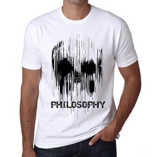 เสื้อยืดโอเวอร์ไซส์ขายดี เสื้อยืด พิมพ์ลายกราฟฟิคกะโหลก PHILOSOPHY PKndid76KIglgb42 สีขาว สไตล์คลาสสิก สําหรับผู้ชายS-3X