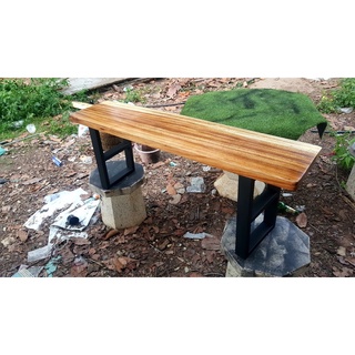 MPT2Wood-Steel  ม้านั่งยาว เก้าอี้สนาม ก30xยxxxส45 ซม. ท๊อปไม้ธรรมชาติ ขาเหล็กกัลวาไนท์สีดำ มีหลายขนาดให้เลือก